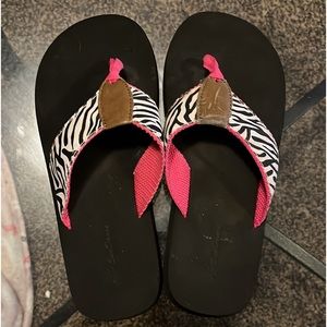 Zebra print flip flops size 7